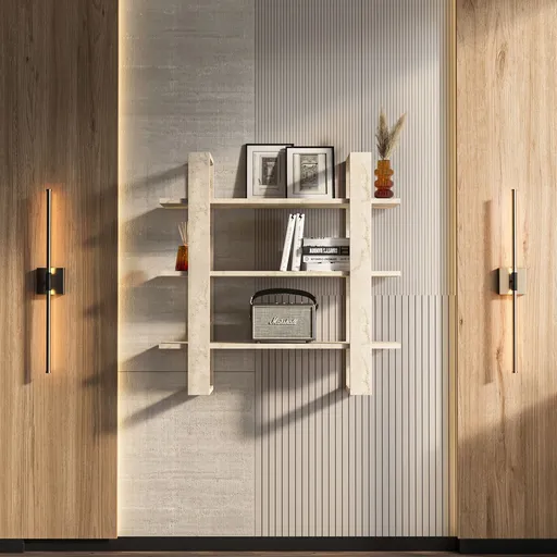 Raft de perete, Hanah Home, Suno, 90x90x22 cm, Travertin