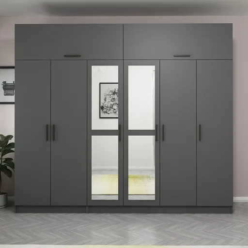 Dulap pentru haine, Hanah Home, Kale, 270x255x52 cm, Antracit