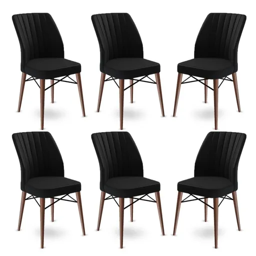 Set scaune 6 piese, Hanah Home, Flex, Negru/Maro