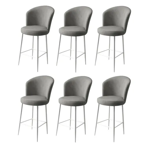 Set de scaune de bar Fora Grey and White, 6 buc., gri, 6 buc.