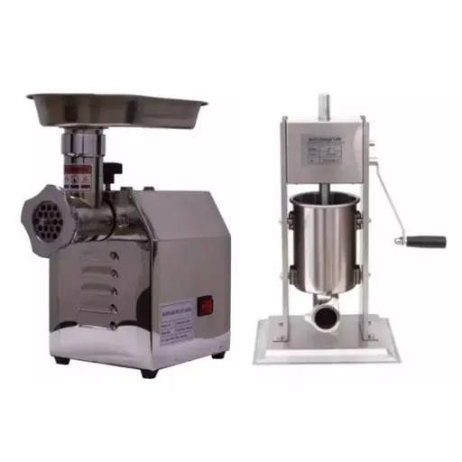 Pachet Masina Tocat Carne Profesionala Inox, BR-MTCE, 900W, 160 Kg/h + Carnatar Profesional Inox 100% Masina de Umplut Carnati ML-S3, 3 kg, 6 Palnii d