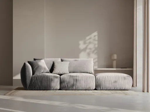 Canapea modulara 3 locuri cotiera dreapta, Chris-184, Micadoni Home, 315x100x80 cm, catifea, gri