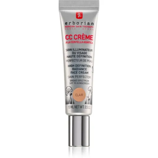 Erborian CC Crème Centella Asiatica Crema radianta pentru o piele uniformă ton SPF 25 pachet mic culoare Clair  15 ml