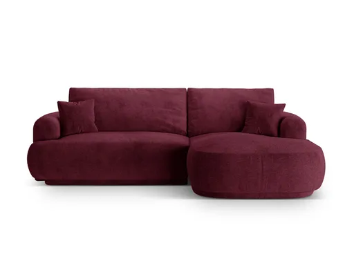 Coltar extensibil dreapta 5 locuri, modular, cu lada depozitare, Ella, Micadoni Home, 271x174x94 cm, tesatura structurata chenille, bordo