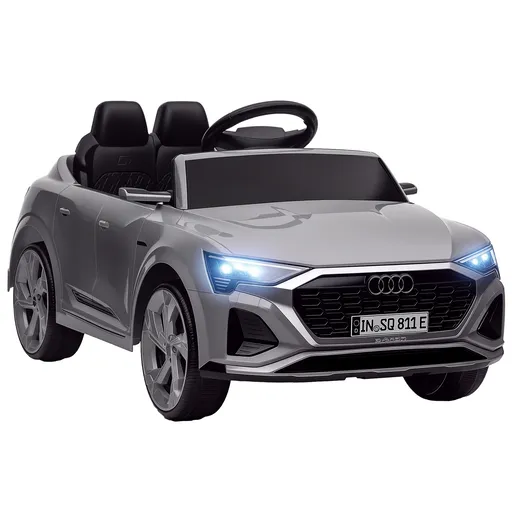 AIYAPLAY Mașină electrică pentru copii sub licență Audi Q8 e-tron Sportback 12V, telecomandă, faruri, muzică, claxon, 3-4 ani, Gri | Aosom Romania