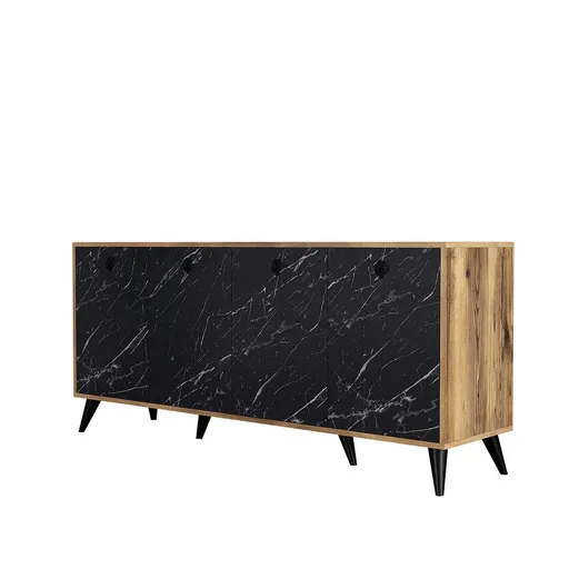 Dulap Elite Walnut and Black Marble, negru