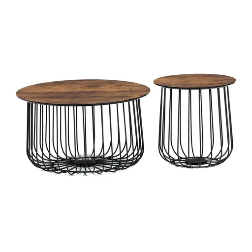 Set de măsuțe de conferință, lemn vechi, 2 buc., maro închis