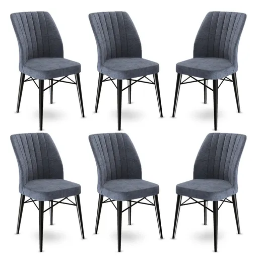 Set scaune 6 piese, Hanah Home, Flex, Fume / Negru