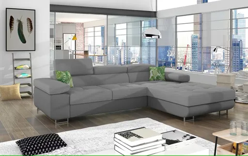 Coltar extensibil dreapta 4 locuri ELTAP, Armd-11, Armando, 289x203x85 cm, lemn/poliester, gri deschis/gri inchis