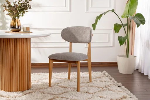 Set scaune 2 piese, Hanah Home, Lionte, Gri / Stejar deschis