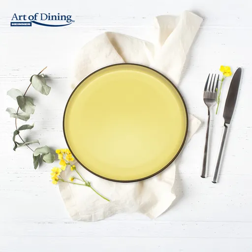 Set 6 farfurii intinse Medeea, Art of Dining by Heinner, 27 cm, ceramica, galben/negru