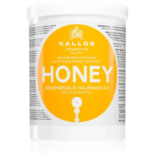Kallos KJMN Professional Honey masca pentru hidratare intensa pentru păr uscat și deteriorat 1000 ml
