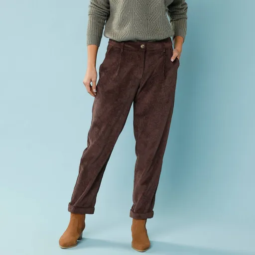 Pantaloni chino din catifea reiată 7/8 pentru o siluetă mai mică