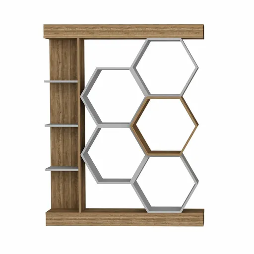 Bibliotecă Sueno White and Walnut, maro închis