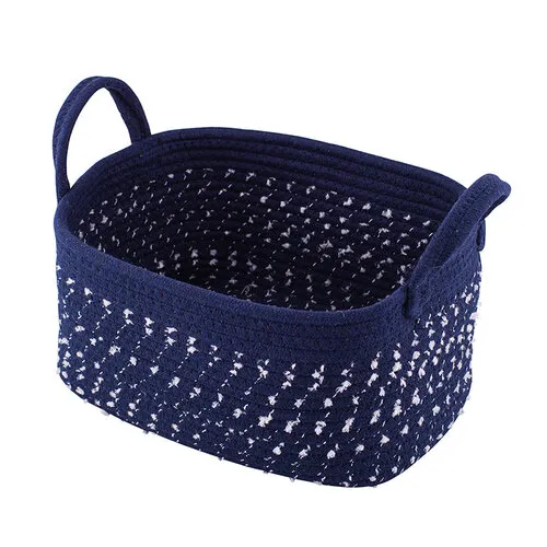 Coș pătrat din bumbac Altom Dark blue, 21 x31 x 16 cm, S