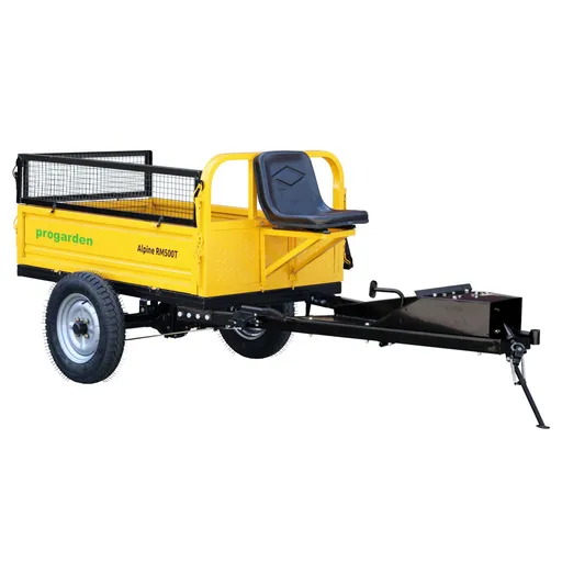 Remorca ProGARDEN Alpine RM500T, cu tractiune 500kg, cu obloane, 1 osie, prindere bolt pentru motocultor