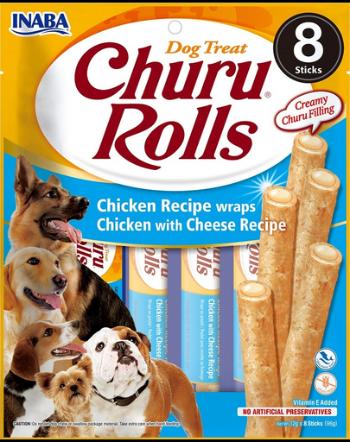 INABA Churu Rolls Chicken 8x12g rulouri pentru caini cu pui si branza
