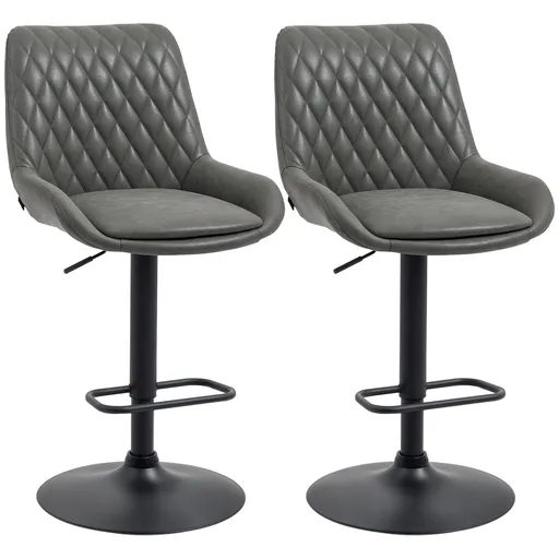 HOMCOM Tabureți de Bar Tabureti de Bucatarie, Design Tabureti de Inaltime, cu Suport pentru Picioare, 51 cm x 59 cm x 117 cm, Gri închis + Negru | Aos