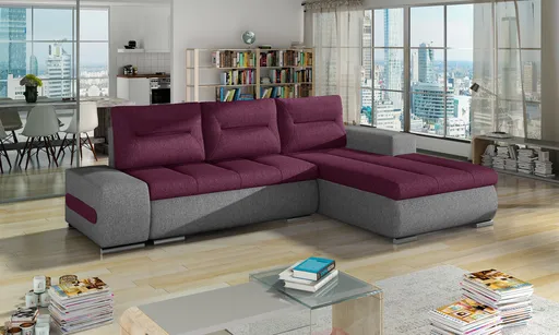 Coltar extensibil dreapta 4 locuri ELTAP, Ov18, Ottavio, 275x180x85 cm, lemn/poliester, violet inchis/gri