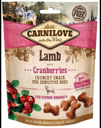 CARNILOVE Crunchy Snacks recompense crocante pentru caini, cu miel si afine 200 g