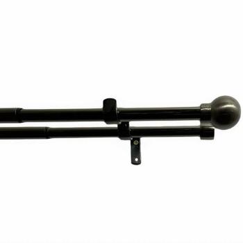 Set cortină dublă extensibilă. Ball 16/19 mmnichel negru, 120 - 230 cm, fără inele, 120 - 230 cm