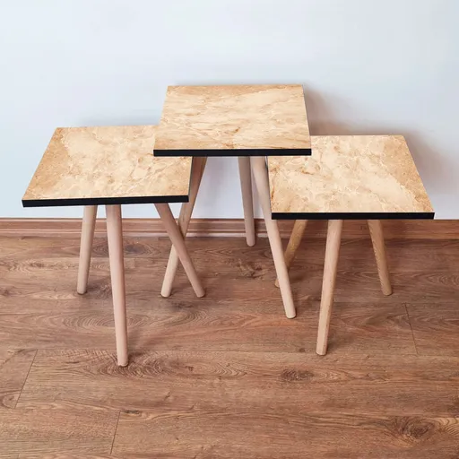 Set masute 3 piese, Hanah Home, 3Shp254, Bej