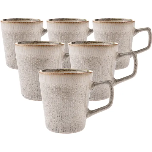 Set de 6 căni dein ceramică Rustik 410 ml, bej, bej