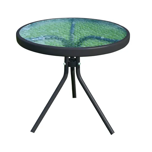 Măsuță de grădină, oțel negru/sticlă temperată,HABIR