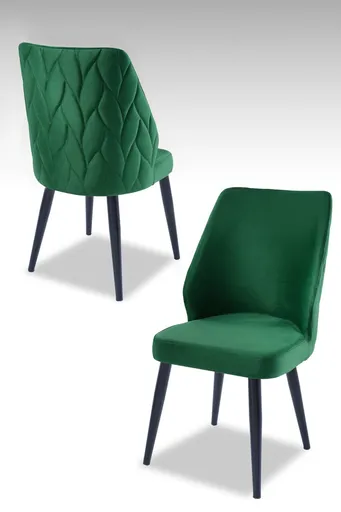 Set scaune 2 piese, Hanah Home, Pufi, PAL, Verde/Negru