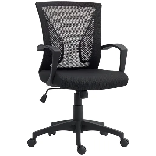 HOMCOM Scaun birou fauteuil birou cu șezut și spătar din plasă respirabilă înălțime reglabilă 62 x 60 x 92-102 cm negru | Aosom Romania