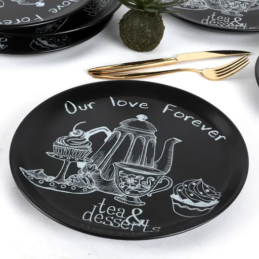 Set platouri servire, Hermia, 275KRM1408, Antibacterian, Negru mat