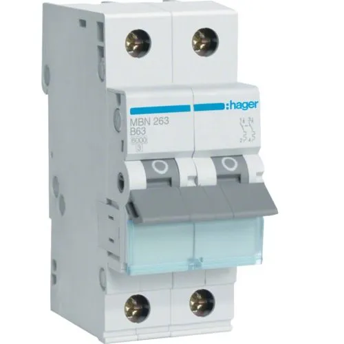 Siguranta automata 2P 63A 6kA curba B Hager MBN263