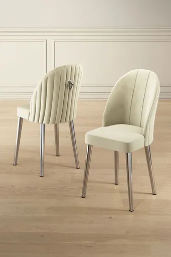 Set scaune 4 piese, Hanah Home, Mara, Crem / Crom