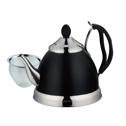 Ceainic cu infuzor Kinghoff KH 1538, 1L, Inox, Negru/Argintiu