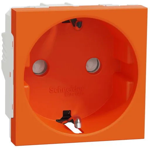 Priza 2P+E 16A, obturatoare Schneider Noua Unica NU303761, oranj