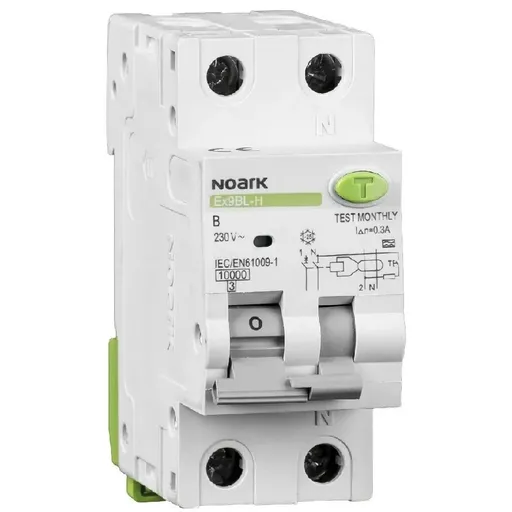 Intrerupator automat cu diferential RCBO Ex9BL-H 1P+N 16A/30mA, curba C, tip AC, 10kA Noark 107394