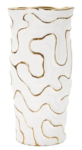 Vaza Adore, Mauro Ferretti, 16x16x32.5 cm, ceramica, alb/auriu