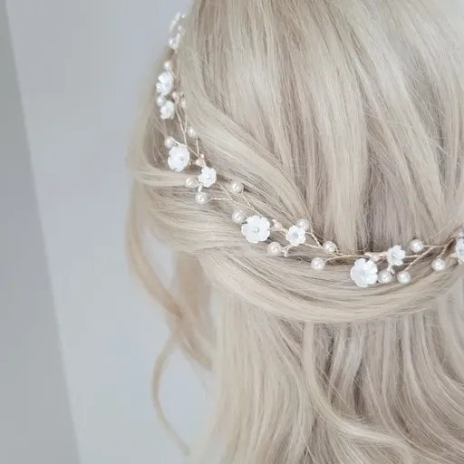 Accesoriu de Par Flexibil Gold Pearl  Flower - 8833372