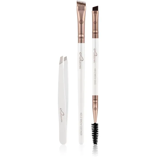 Luvia Cosmetics Prime Vegan Brow Kit set pentru aranjarea sprâncenelor Pearl White / Metallic Coffee Brown