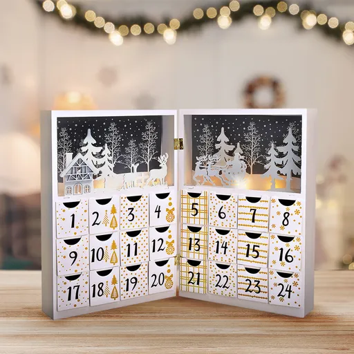 Calendar de Advent Solight LED Carte, 8x LED, 40 x30 cm, 2x AAA