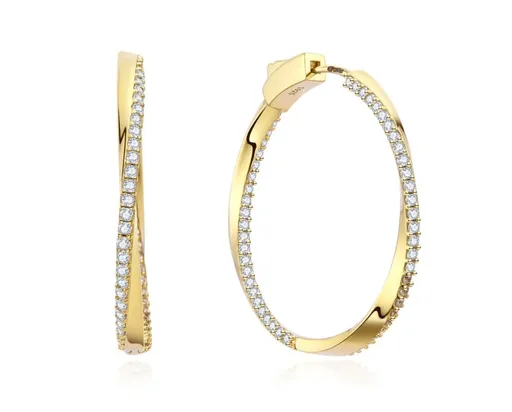 MOISS Cercei moderni placați cu aur cu zircon transparent E0004970