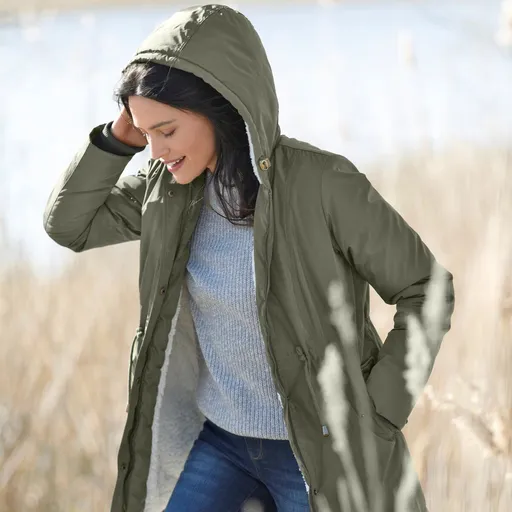 Parka semilungă cu căptușeală moale