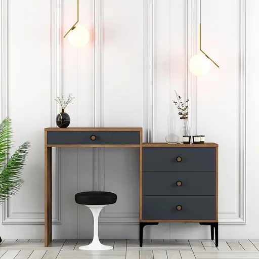 Masa de machiaj, Hanah Home, Lizbon 550, Nuc / Antracit