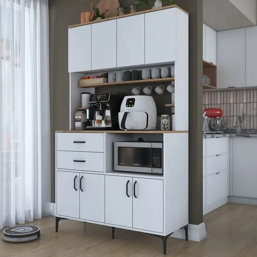 Dulap multifunctional, Hanah Home, JE208, 120x204.2x45 cm, Nuc/Alb