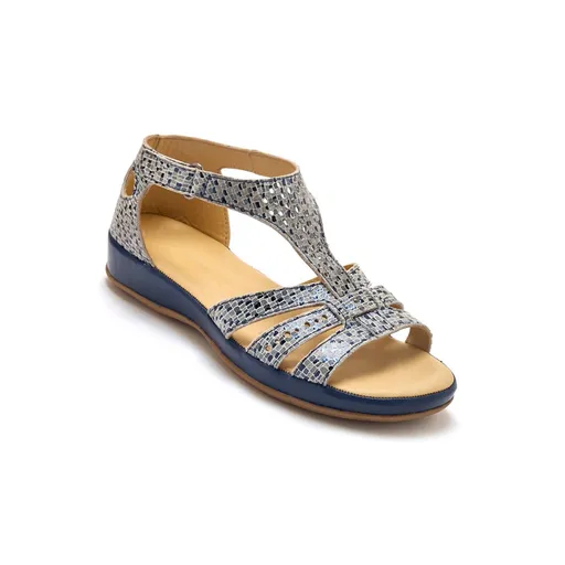 Sandale din piele cu aspect ajurat Pédiconfort