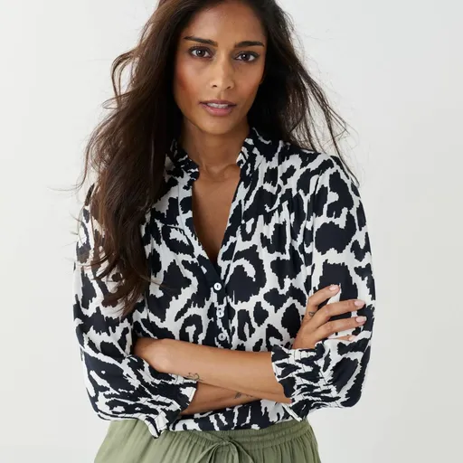 Bluză cu mâneci până la cot și imprimeu