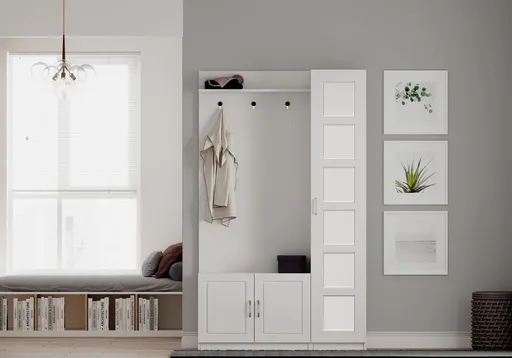 Cuier de perete, Hanah Home, Rb-054, 120x200x35 cm, Alb mat