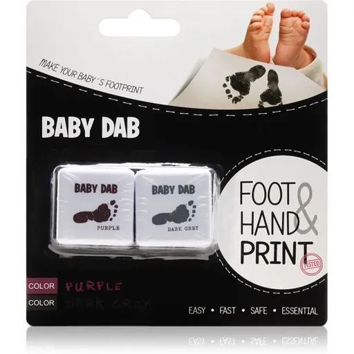 Baby Dab Foot & Hand Print Purple & Grey cerneală pentru amprente copii 2 buc