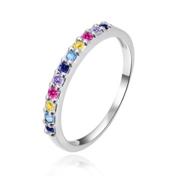 Agato Inel de argint decorat cu zirconii în nuanțe colorate AGT-R46C 54 mm