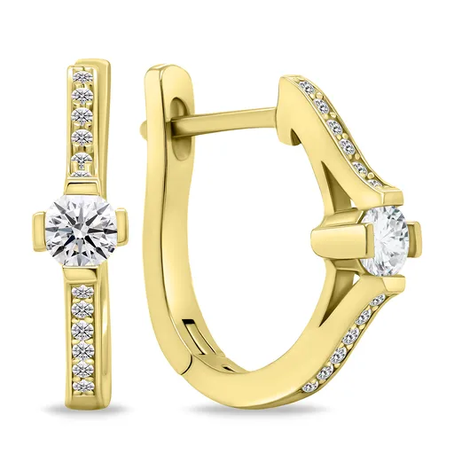 Brilio Silver Cercei cercuri minunați placați cu aur cu pietre de zircon EA659Y